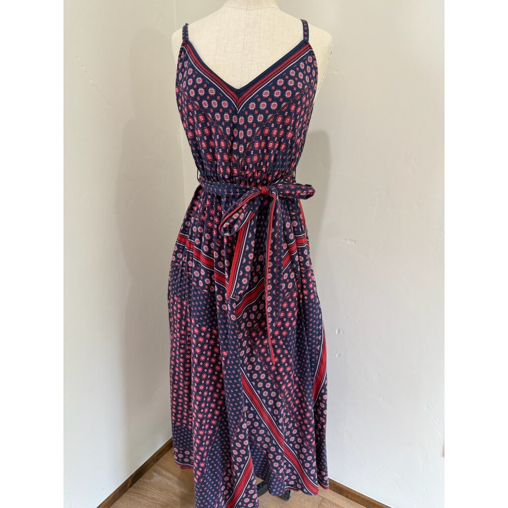 Xirena Karolina Women's XS Dress Jackson Maxi Bandana Handkerchief Red Blue